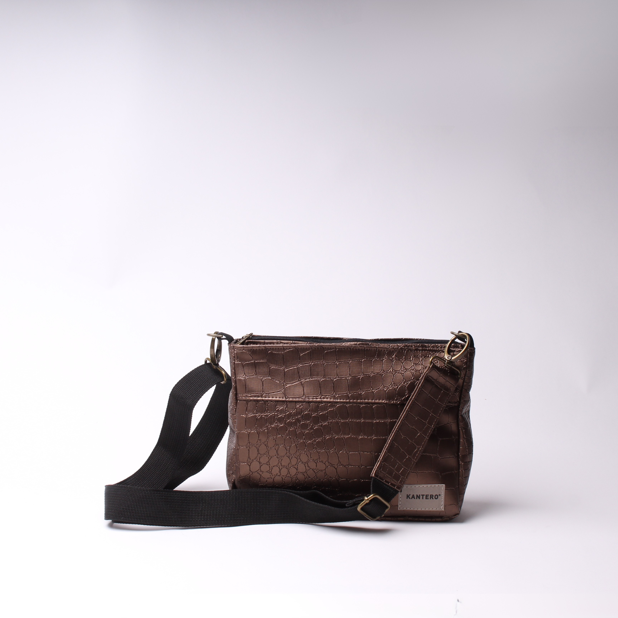 תיק צד SLIDE -ברונזה קרוקו