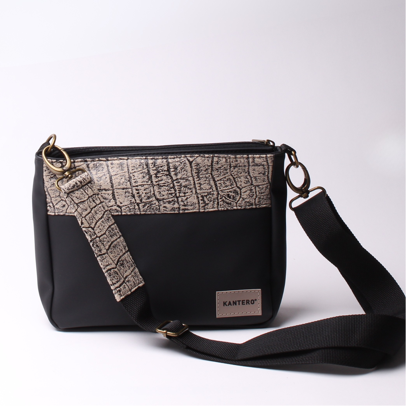 תיק צד SLIDE-הדפס תנין ושחור