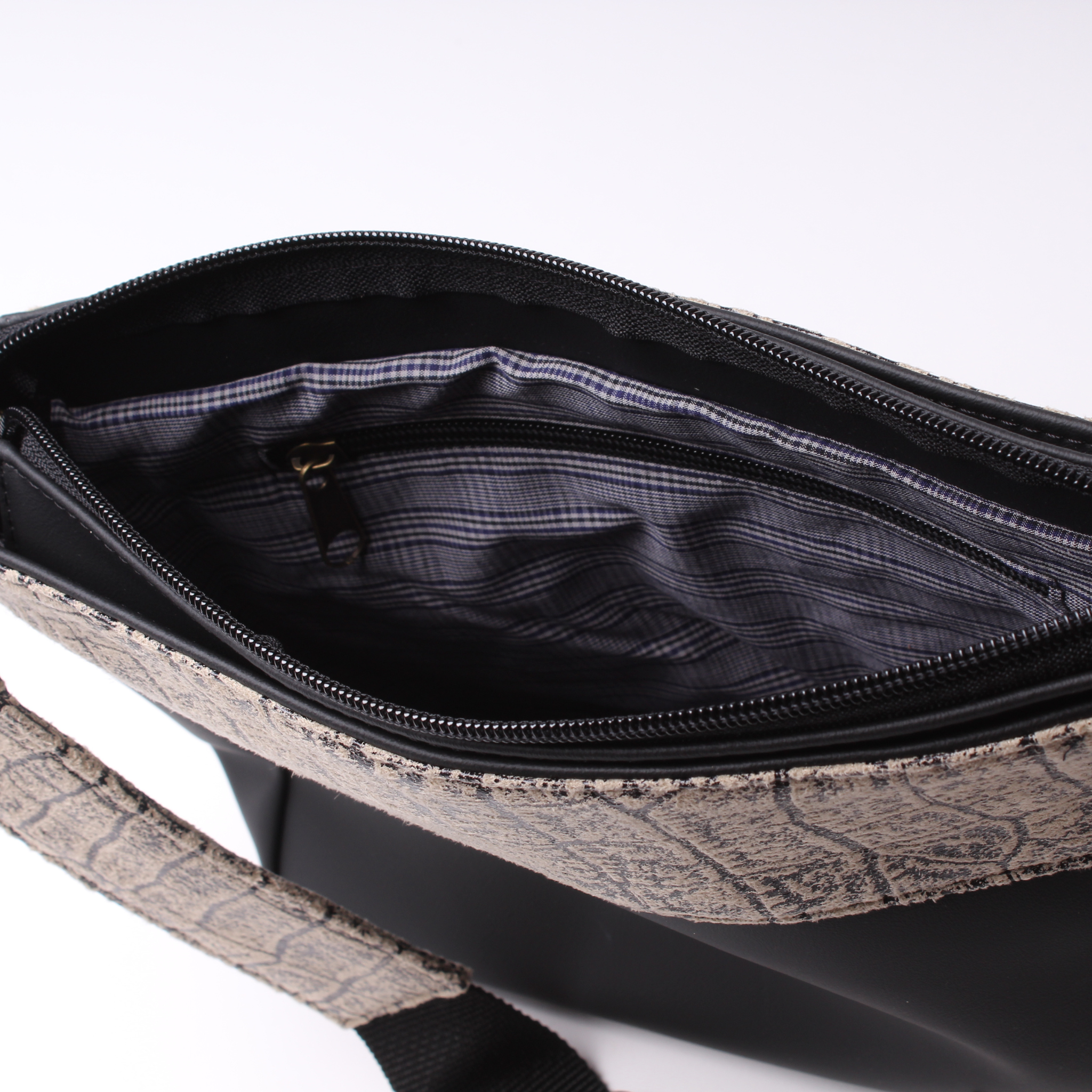 תיק צד SLIDE-הדפס תנין ושחור