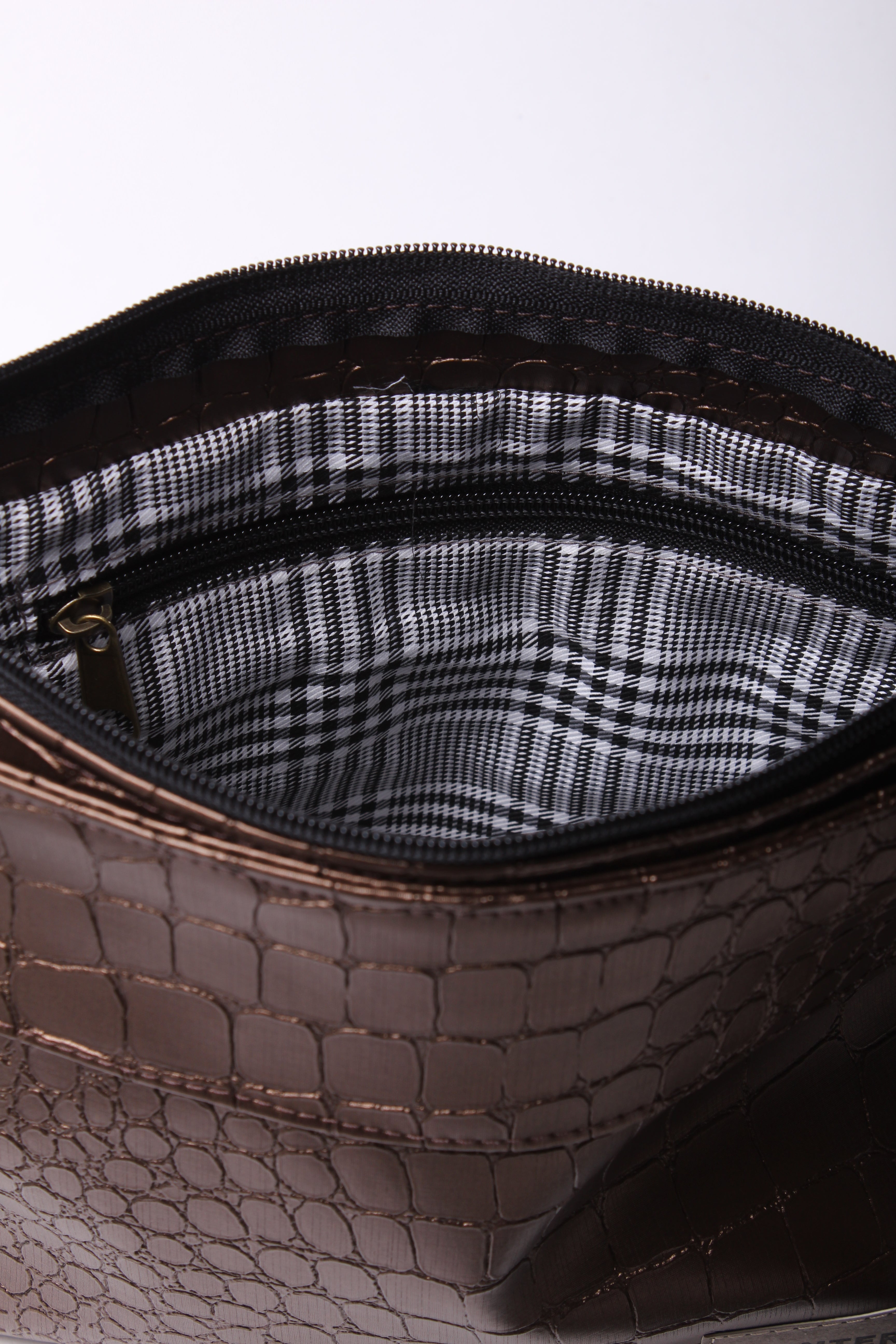 תיק צד SLIDE -ברונזה קרוקו