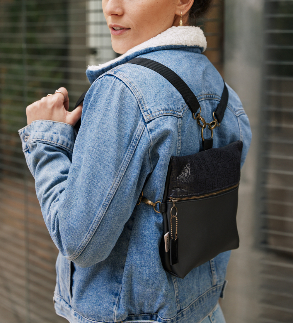 מיני 4 ב-1 הדפס תנין שחור ושחור 