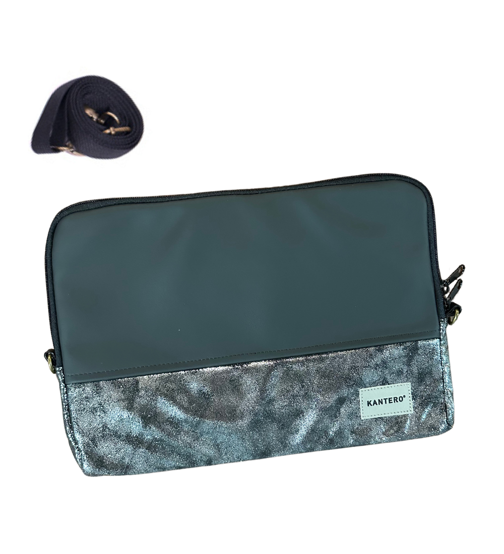 קייס לפטופ כסוף משופשף ושחור