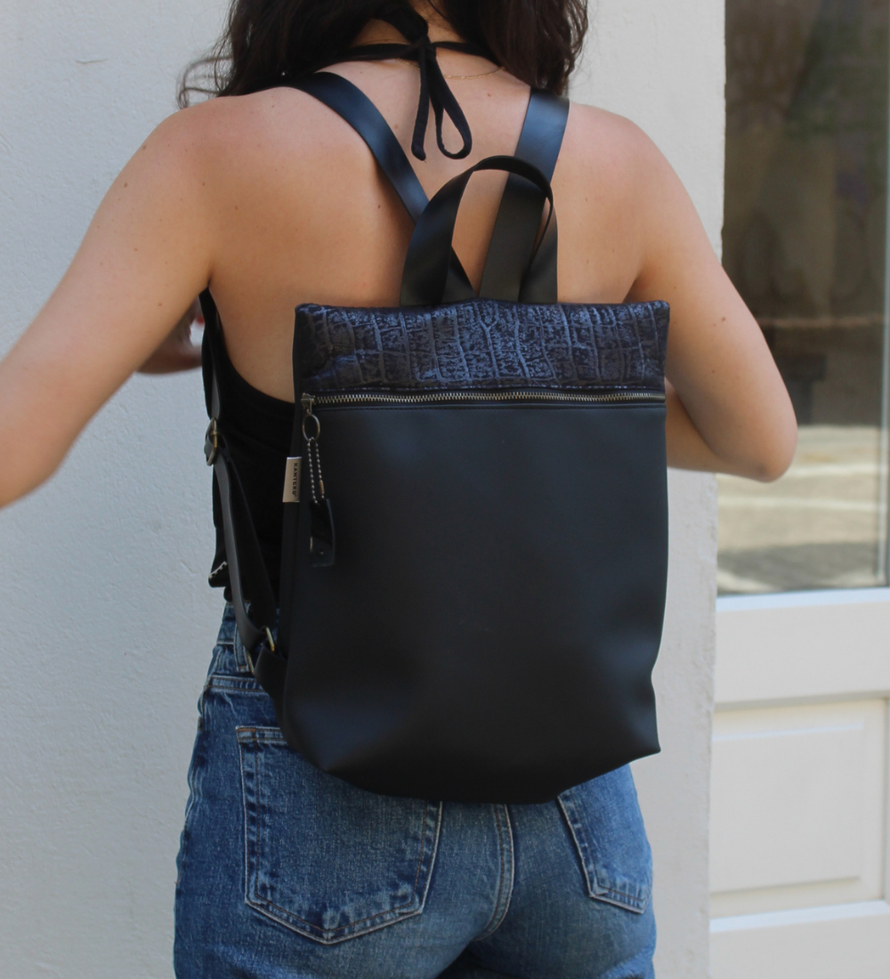 מיני מלבן תנין שחור ושחור