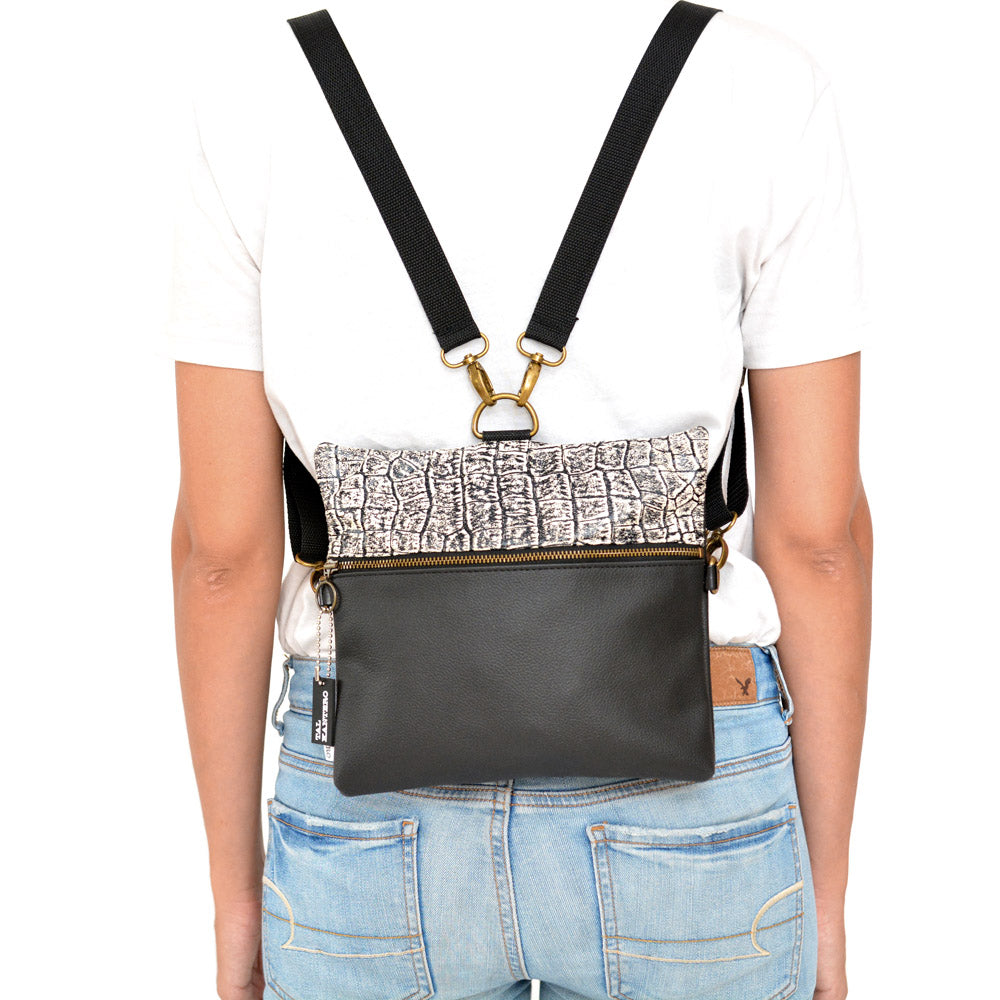 מיני 4 ב-1 הדפס תנין ושחור