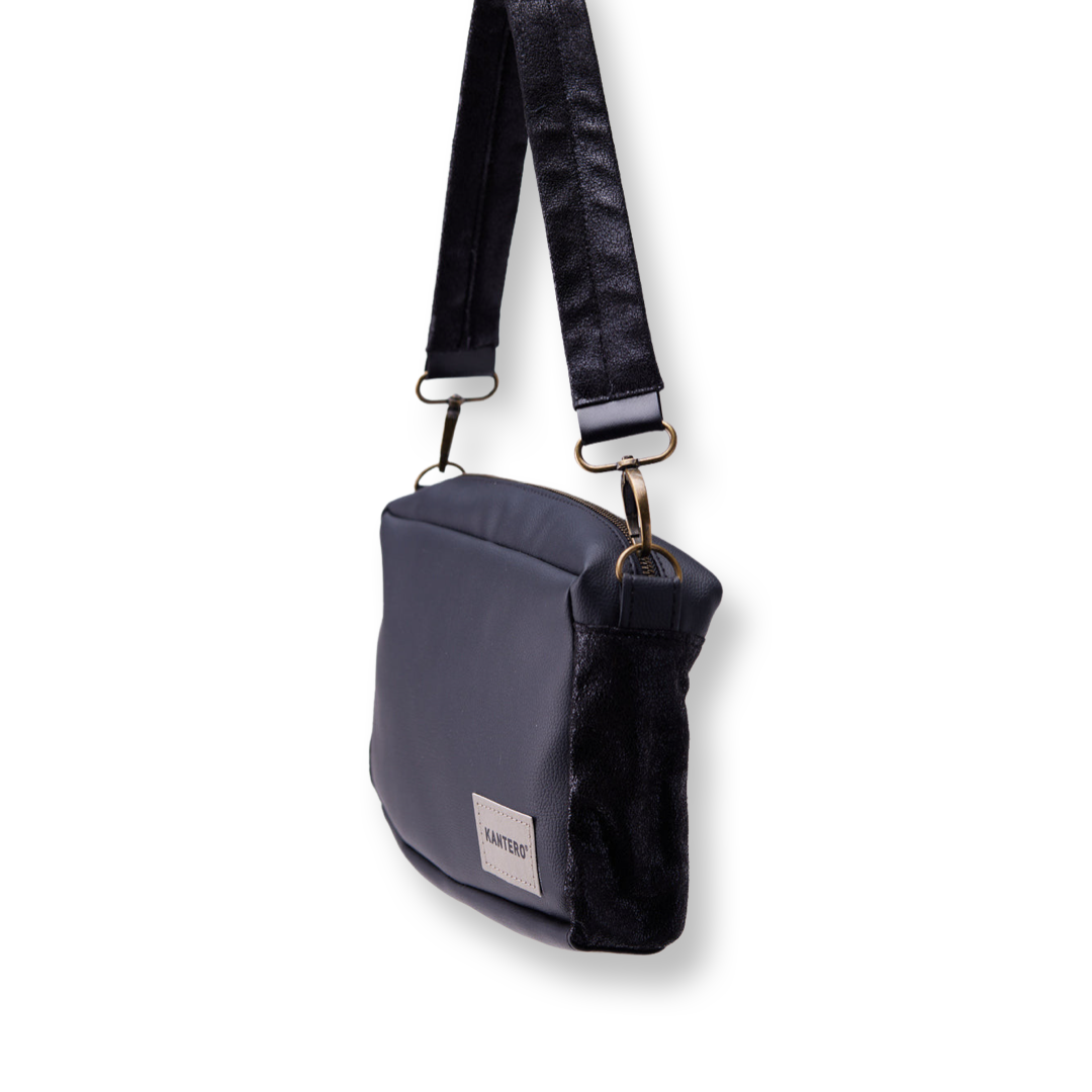 תיק צד קטן EDIT-שחור נצנצים ושחור