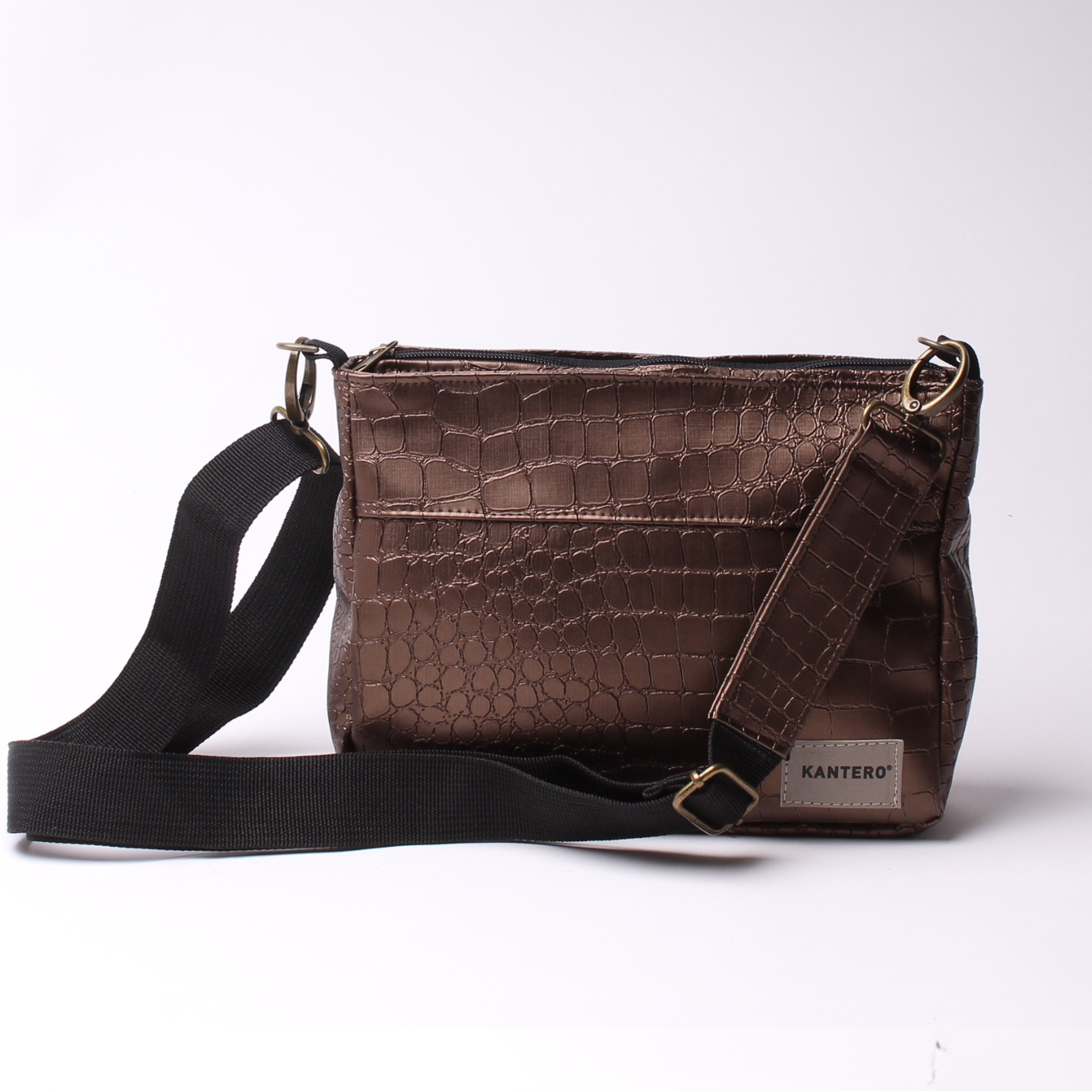 תיק צד  SLIDE -ברונזה קרוקו