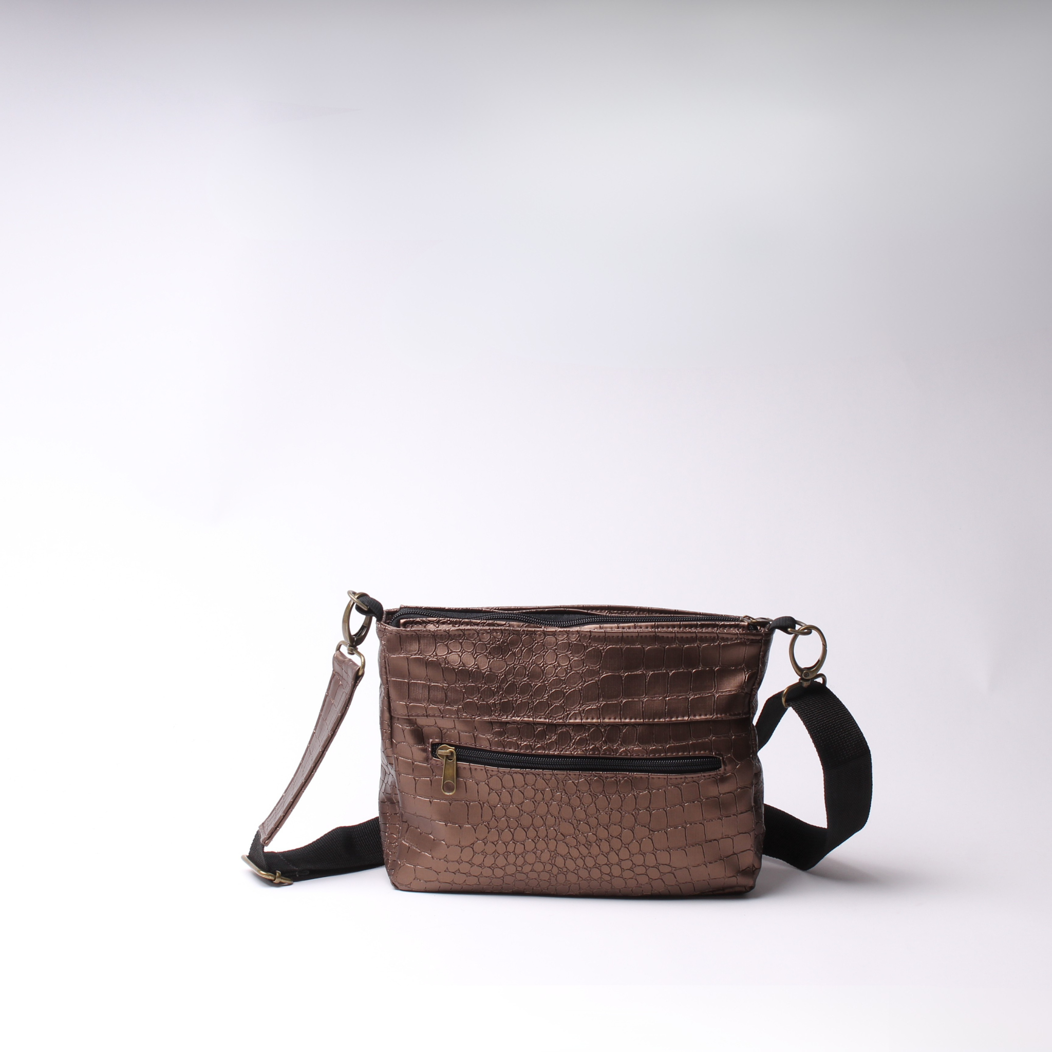 תיק צד  SLIDE -ברונזה קרוקו