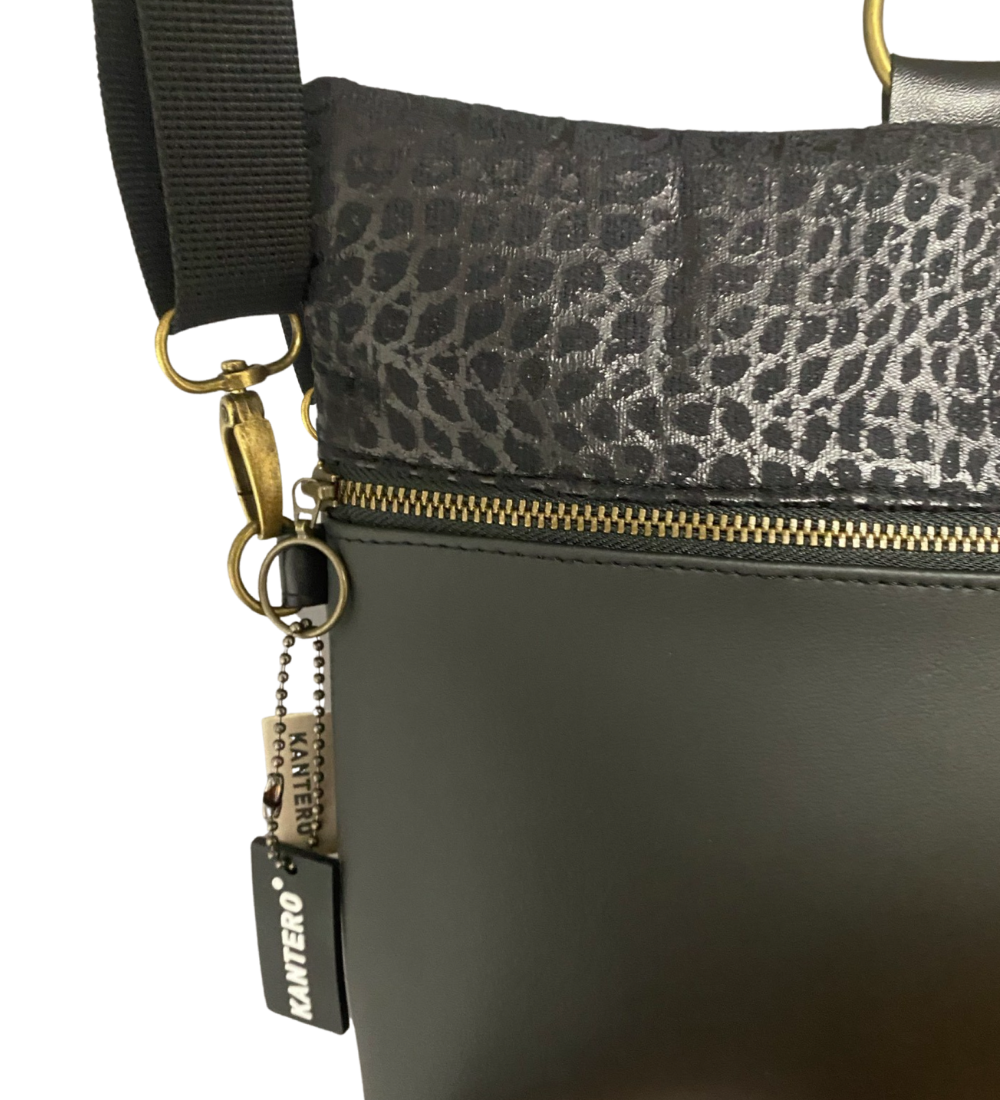 ⁨מיני 4 ב-1 הדפס תנין שחור ושחור ⁩