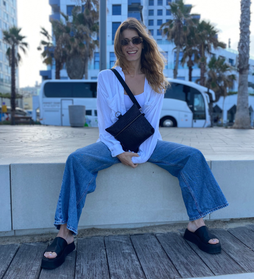 מיני 4 ב-1 הדפס תנין שחור