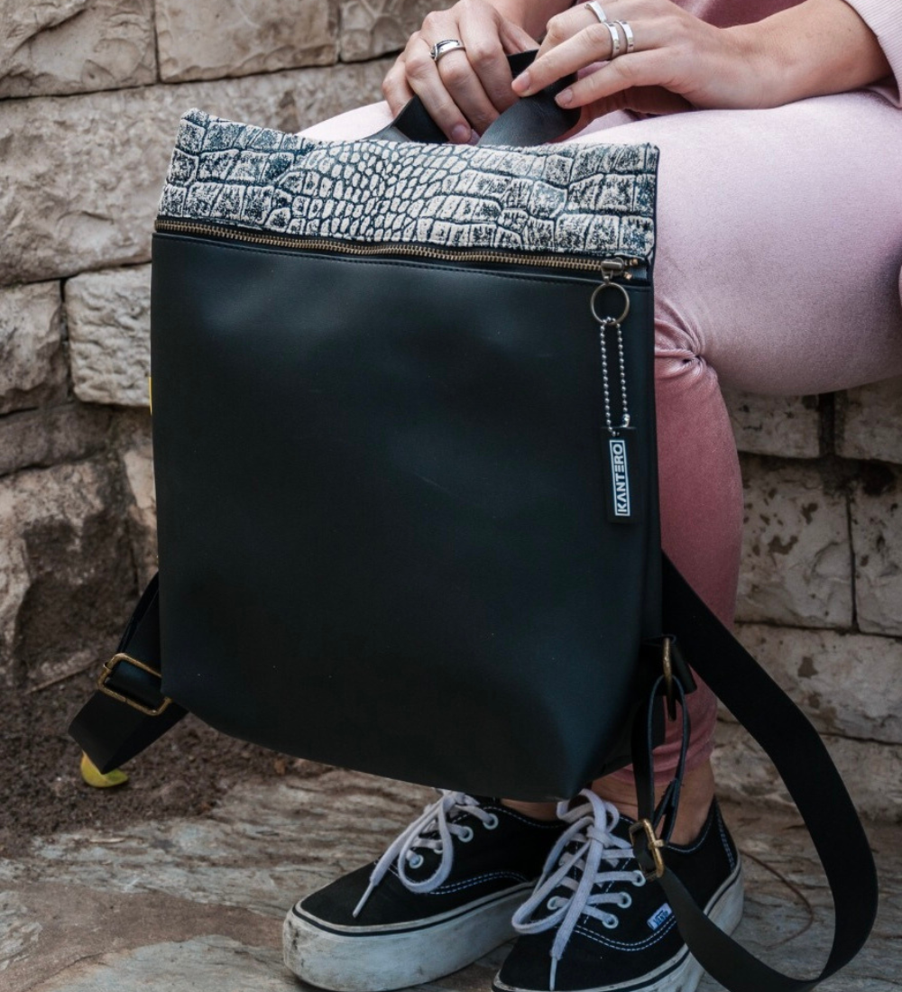 מלבן הדפס תנין ושחור