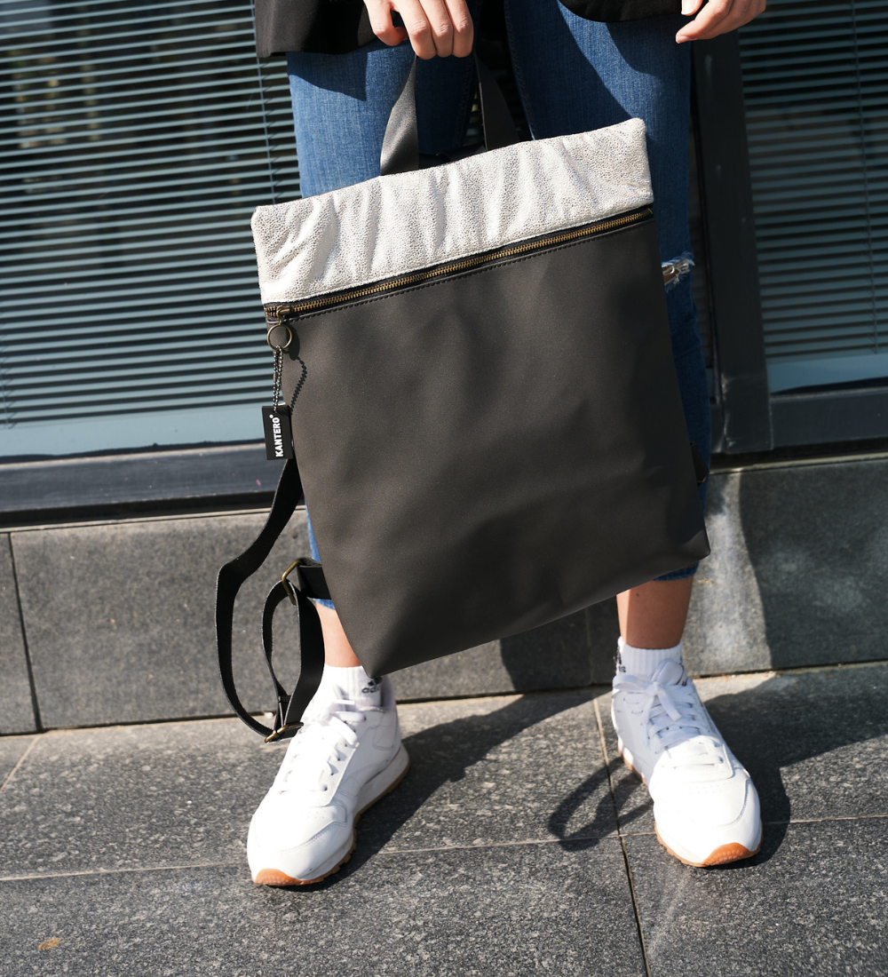 מלבן נצנצים כסוף בהיר ושחור