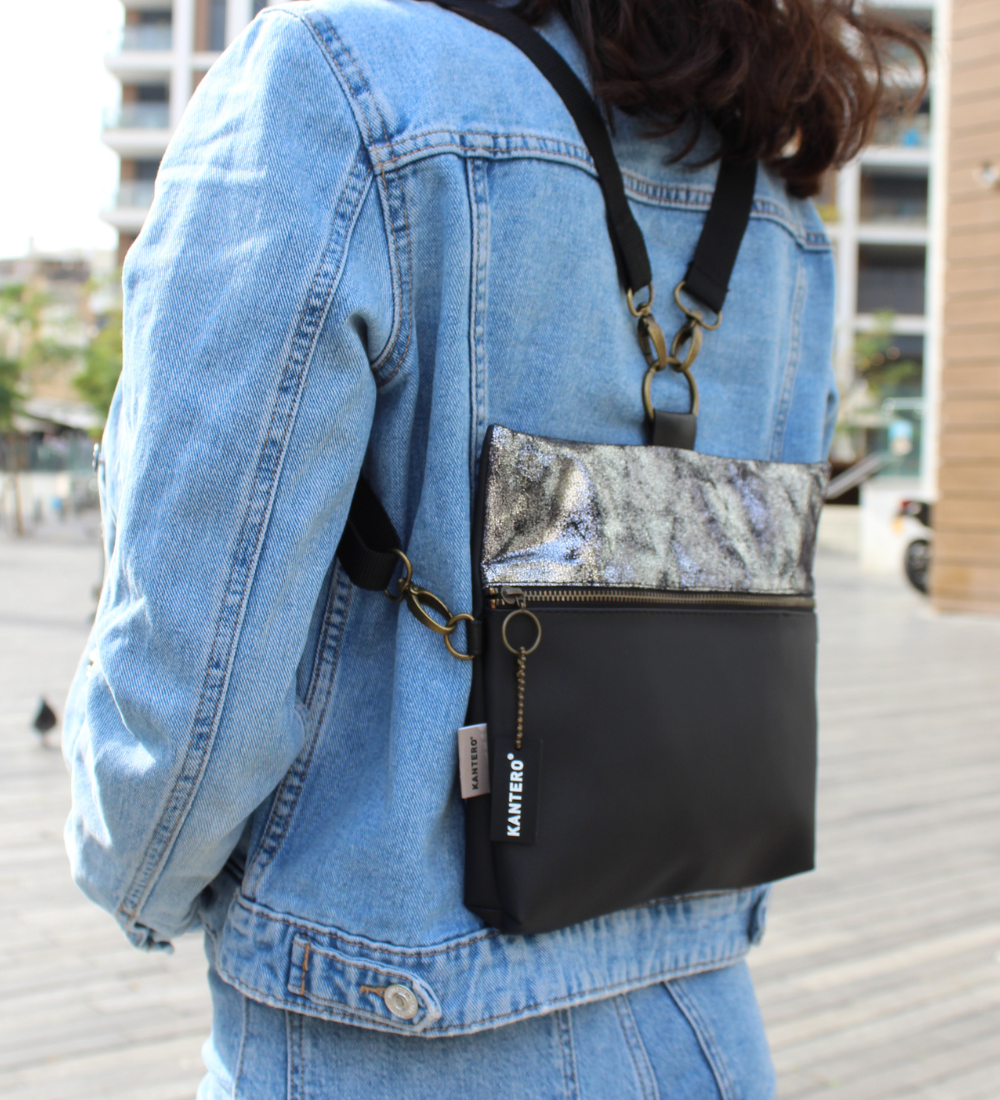 מיני 4 ב-1 כסוף משופשף ושחור