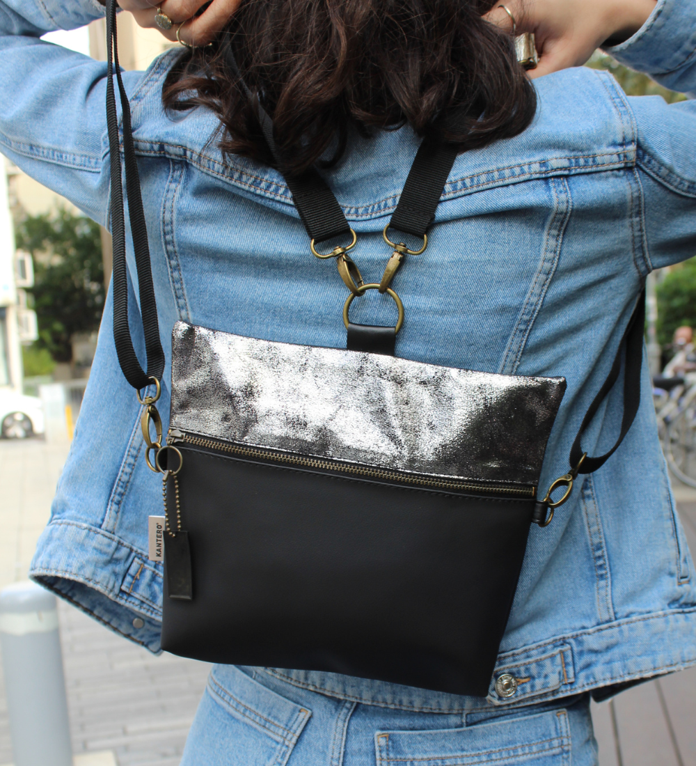 מיני 4 ב-1 כסוף משופשף ושחור