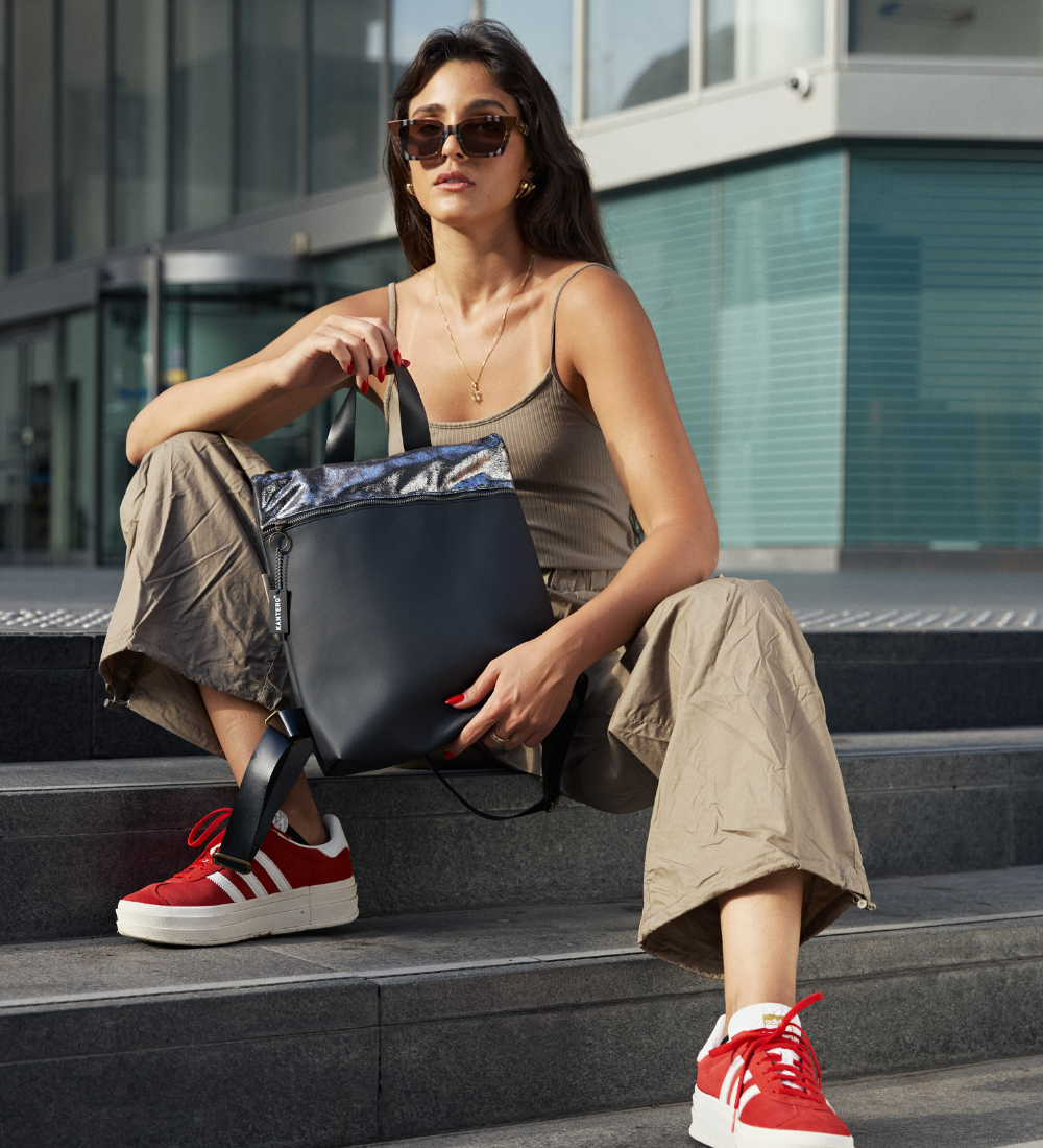 מיני מלבן כסוף משופשף ושחור