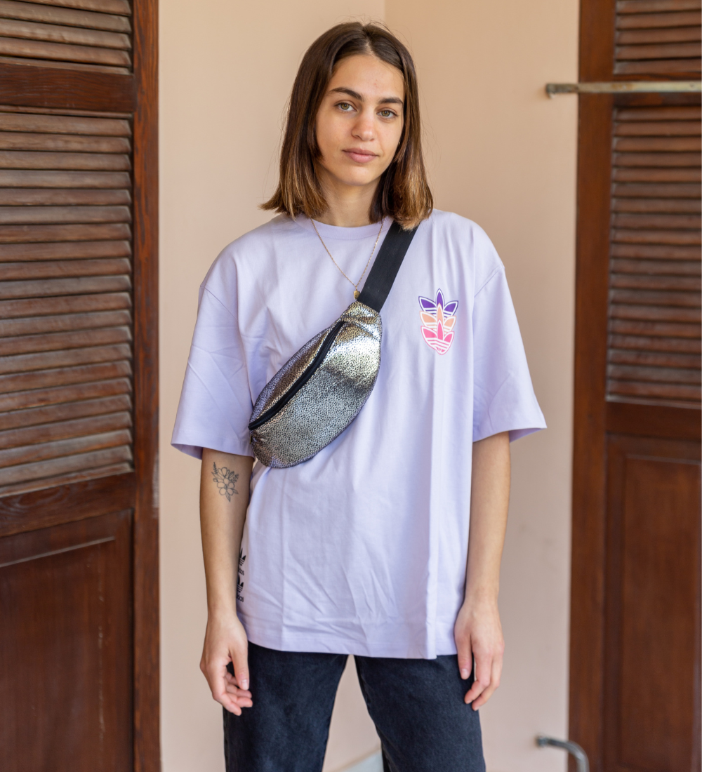 פאוץ' קלאסי נצנצים כסוף כהה