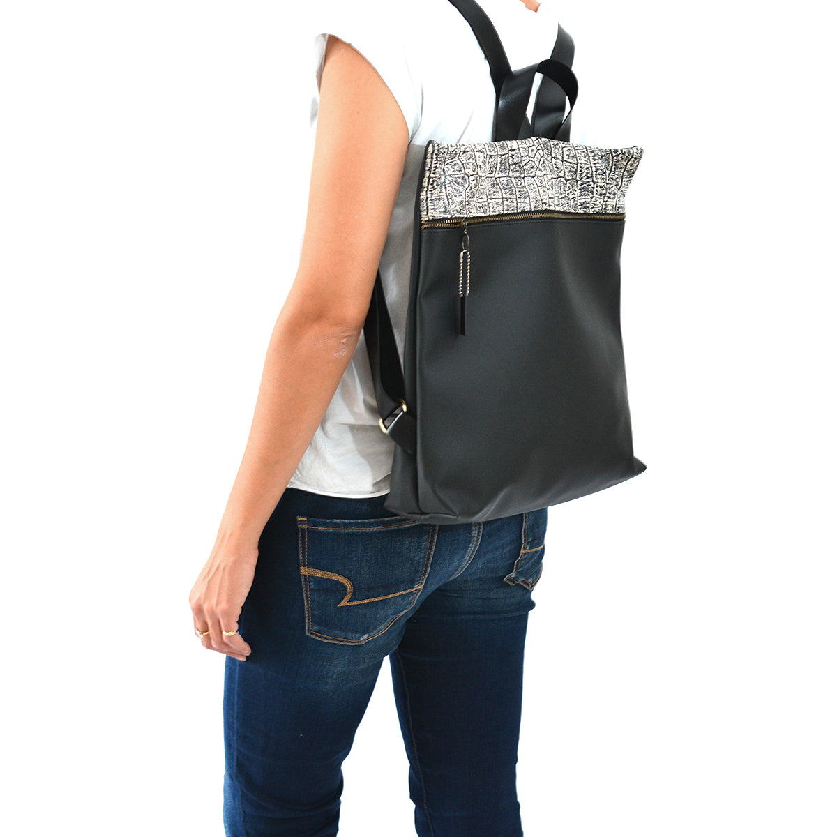 מלבן הדפס תנין ושחור