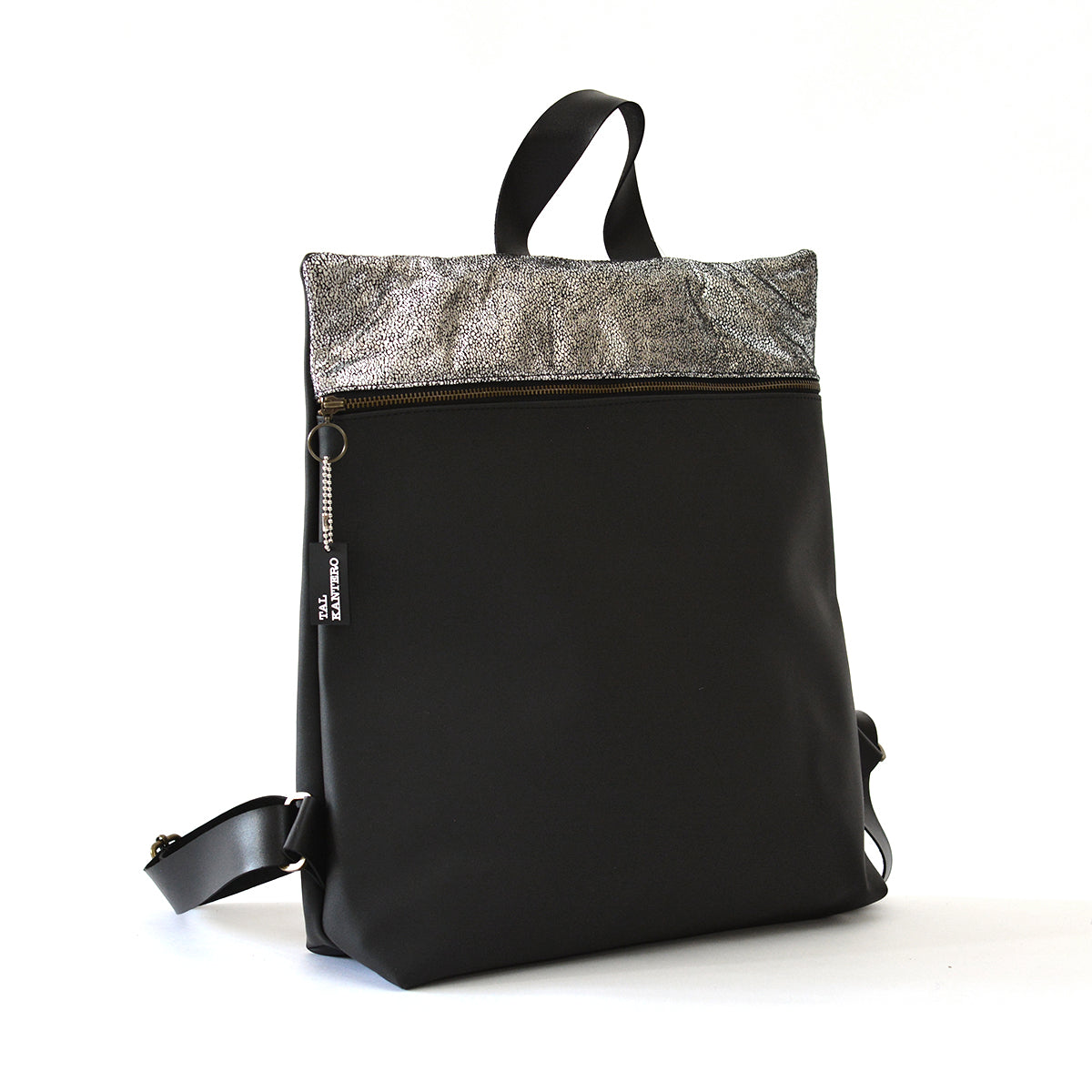 מלבן נצנצים כסוף כהה ושחור